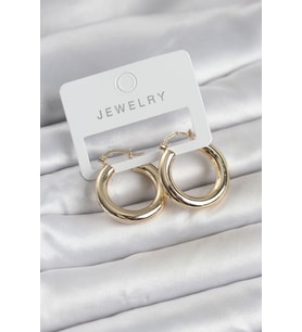 Gold Renk Pirinç Halka 25 mm Kadın Küpe TJ-BKP11757