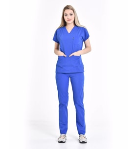 Mervem Takım V Yaka Tree Cotton Hemşire (Mavi)