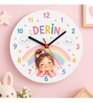 Kişiye Özel Fotoğraf ve Isim Baskılı Duvar Saati 19 cm