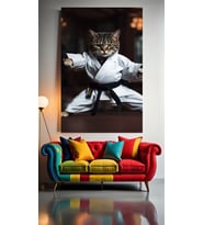 SİYAH KUŞAK KEDİ V1 Ev Duvar Salon Güzellik Salonu Ofis Dükkan Dekarasyon Kanvas Tablo (Çok Renkli)