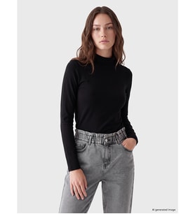 LCW Modest Siyah Dik Yaka Kadın Body