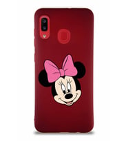 Samsung Galaxy A30 Soft Premier Kapak Minnie Mouse-C Tasarımlı Silikon Kılıf - Mürdüm (Şeffaf)