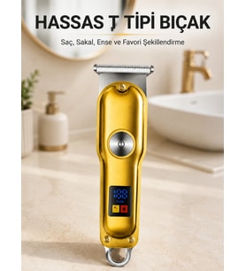 Şarjlı Saç Sakal Kesme Makinesi 1 2 3 mm Taraklı T Tipi Bıçaklı Kablolu ve Kablosuz Kullanım
