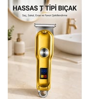 Şarjlı Saç Sakal Kesme Makinesi 1 2 3 mm Taraklı T Tipi Bıçaklı Kablolu ve Kablosuz Kullanım