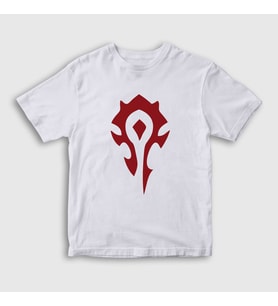 Presmono Unisex Çocuk Beyaz Horde Logo World Of Warcraft Oyun T-Shirt 423731tt (Beyaz)