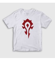 Presmono Unisex Çocuk Beyaz Horde Logo World Of Warcraft Oyun T-Shirt 423731tt (Beyaz)