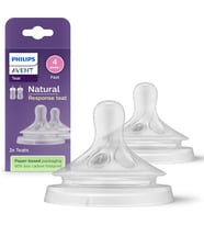 Philips Doğal Tepkili Biberon Emziği, 2’li Paket, 3 Ay+, 4 Numara, Akıtmaz Emzik, Kolik ve Gaz Önleyici, BPA İçermez, SCY964/02