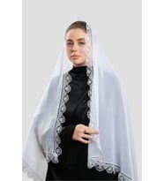 Beyaz Namaz Başörtüsü Şal Şifon Güpürlü 202106_42