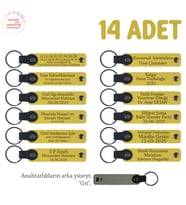 Sarı & Gri, Matematik Öğretmeninden Dönem Sonu Sürprizi, 14’lü Set, Kişiye Özgü Yazılı Anahtarlık