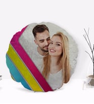 BK Gift Kişiye Özel Fotoğraflı Yuvarlak Dekoratif Kırlent Yastık-2