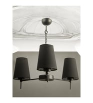 Şık Siyah Modern Konik Metal Abajur Üçlü Set