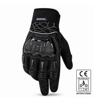 Motosiklet Eldiveni Full Koruma Ayarlanabilir Bilek Bantı Deri Microfiber Kumaş Motor Eldiven Black
