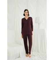 Amora Secret Uzun Kollu Boydan Düğmeli V Yaka Pijama Takımı