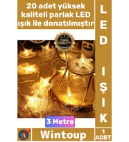 #Led Dekoratif Cafe Gün Işığı Şerit Aydınlatma 3 Metre 20 Led 2 Kademeli Ay Yıldız Pilli Led Işık
