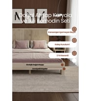 Alaz Model Dikey Başlıklı Masif Ahşap Karyola ve 2 Adet Komodin Kolay Kurulum Fırınlanmış İthal Sibirya Çamı 90x190 Yatak Uyumlu 2 Adet Komodin