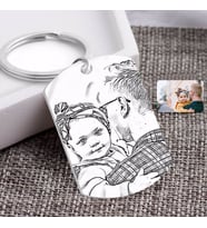BK Gift Kişiye Özel Tam Boy Karakalem Baba ve Kız Pleksi Anahtarlık-1 (Beyaz)