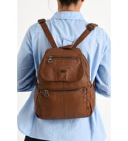 Yıkanmış Deri Sırt Çantası Taba (Model: 571-9-11A) 