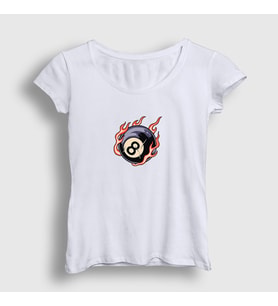 Presmono Kadın Beyaz 8 Ball Billiards Bilardo T-Shirt 426609tt (Beyaz)