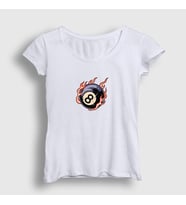 Presmono Kadın Beyaz 8 Ball Billiards Bilardo T-Shirt 426609tt (Beyaz)