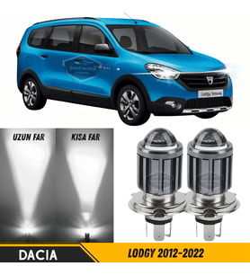 Dacia Lodgy 2012-2022 Uyumlu Mercekli Far Ampulü Led Xenon Beyaz Şimşek Etkili Led Lamba Uzun Kısa