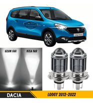 Dacia Lodgy 2012-2022 Uyumlu Mercekli Far Ampulü Led Xenon Beyaz Şimşek Etkili Led Lamba Uzun Kısa