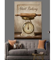 Start Baking Mutfak Terazisi Dekoratif Kanvas - Mdf Ahşap Tablo