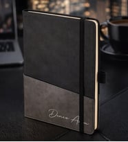 BK Gift Kişiye Özel Siyah Termo Deri Defter -17, Kartvizit Bölmeli, Çizgili Ivory Kağıt