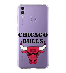 Huawei Honor 8c  Uyumlu Kapak Chicago Bulls Tasarımlı Şeffaf Silikon Kılıf