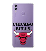 Huawei Honor 8c  Uyumlu Kapak Chicago Bulls Tasarımlı Şeffaf Silikon Kılıf