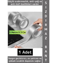 Kendinden Yapışkanlı Mutfak Banyo Kolay Temizlenir Su Sızdırmaz Yanmaz Alüminyum Bant 5 Metre X 3 Cm