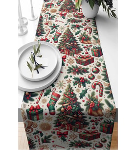 Yılbaşı Temalı Dijital Baskılı Runner Örtüsü Christmas 40x140 cm