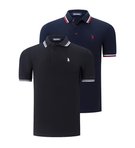 İKİLİ SET T8594 DEWBERRY ERKEK T-SHIRT-SİYAH-LACİVERT