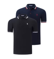 İKİLİ SET T8594 DEWBERRY ERKEK T-SHIRT-SİYAH-LACİVERT