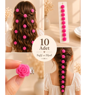Fuşya Gül Saç Küpesi 10’lu Set – Canlı ve Romantik Saç Aksesuarı