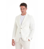 Hatemoğlu Ekru Slim Fit Düz Mono Yaka Casual Ceket