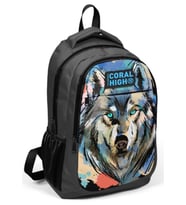 Coral High Siyah Kurt Desenli İlkokul ve Ortaokul Sırt Çantası Üç Bölmeli Erkek Çocuk