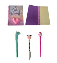 Baskılı squishy defter Defter Küçük Prenses Çizgili 3'lü Kalem Seti