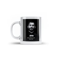 QAZİ MUHAMMED ŞEFFAF CAMLI KUPA - Qazi Muhammed Siyah Beyaz Resimli Kupa Bardak