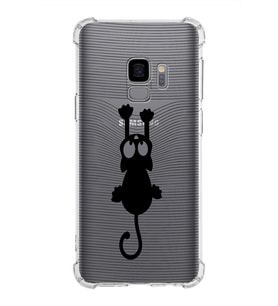 Samsung Galaxy S9  Köşe Korumalı Antişok Kapak  Çizgi Kedi Tasarımlı Şeffaf  Kılıf