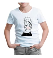 Girl Behind Bubble Gum Beyaz Çocuk Tshirt