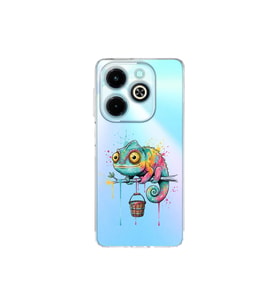 Infinix Hot 40i ile Uyumlu Splash Bukalemun Tasarımlı Şeffaf Silikon Kılıf