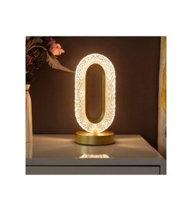 Şarjlı Gül Kristal Elmas Masa Lambası, Dokunmatik, 3 Renk, Romantik, Akrilik LED (Krem)