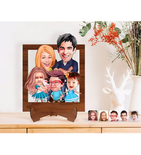 BK Gift Kişiye Özel Aile Karikatürlü Ahşap Standlı 3D Biblo-7 (Beyaz)