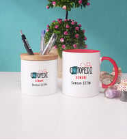 Ortapedi Uzmanı Kupa Bardak Kırmızı ve Kalemlik