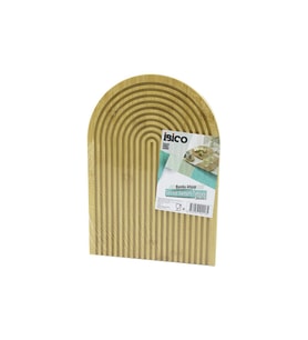YARIM DAİRE ÇİFT TARAFLI=DÜZ - KANALLI AHŞAP BAMBU SUNUM TEPSİ 22X32CM (5680)