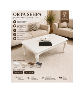 Başaran Concept Lake Boyalı Beyaz Orta Sehpa 60x100