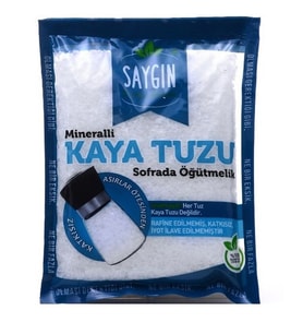 Saygın Tuz Rafine Edilmemiş Doğal Kristal Kaya Tuzu - Sofrada Öğütme / İri Taneli - Paketli 500 gr