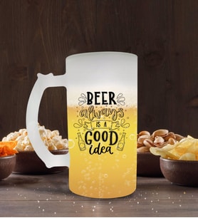 BK Gift Beer Always Is A Good Idea Tasarımlı Buzlu Cam Bira Bardağı 50cl-1 (Beyaz)