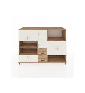Kronos Dolap 10 Raflı 4 Çekmeceli 8 Kapaklı 220x59x163 Çam-Aytaşı/Çam