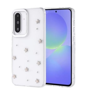 Coverzone Samsung Galaxy A35 ile uyumlu K?l?f Airbag K�?eli 2mm Kamera �?k?nt? Korumal? Simli ?effaf Bask?l? Z-Kutup Kapak Y?ld?z